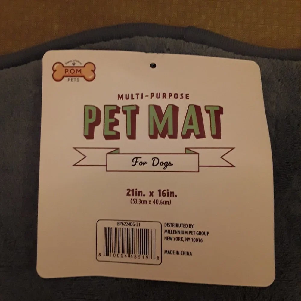 Piece of Mind P.O.M. Pets Multipurpose Pet Mat for Dogs Blue Color 21 x 16 In.